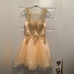 Anny Lee, Gold Semi-Formal sequined rhinestone homecoming prom Dress Size XS